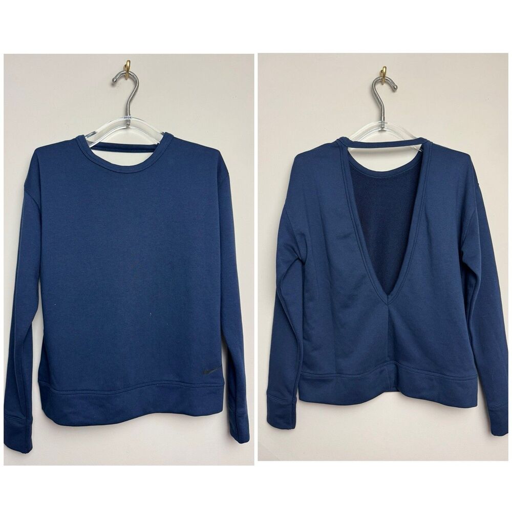Nike Womens Sweatshirt Size XS Open Back Long Sleeve Cotton Blend Top